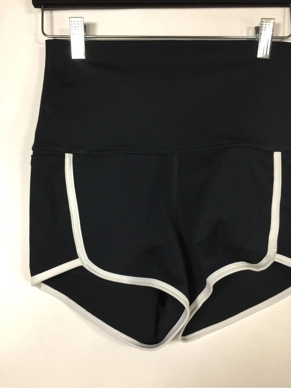 Free People Sporty Black High-Rise Athletic Shorts with White Trim